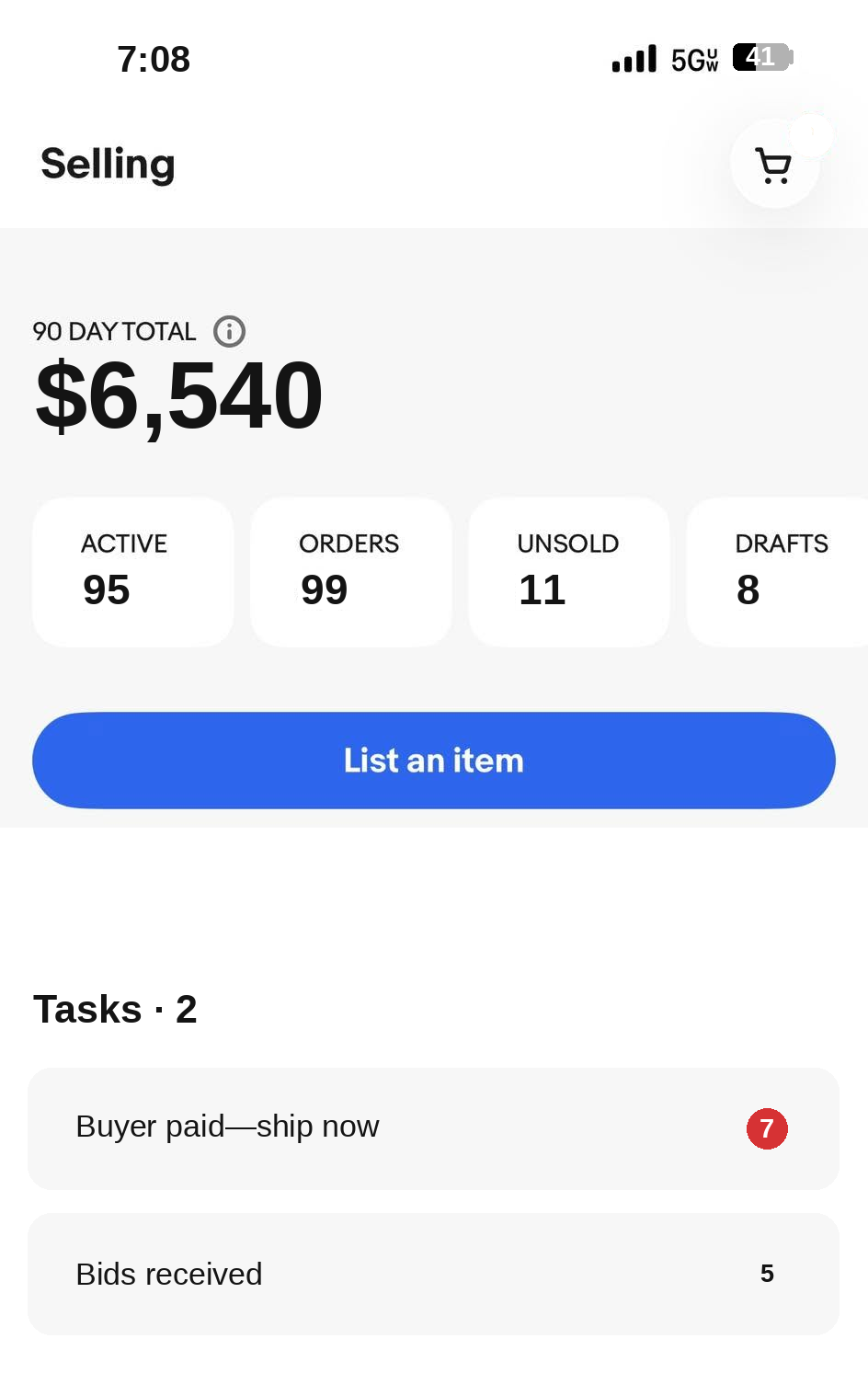 Customer seller dashboard result